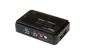 SV211KUSB Juego Conmutador KVM 2 puertos todo incluido  USB  Audio y video VGA  2x USB A Hembra  2x Mini USB B Hembra  HD15 Macho