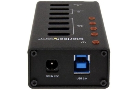 ST4300U3C3 Hub Concentrador USB 3.0 de 4 Puertos con 3 Puertos de Carga USB  2x 1A y 1x 2A con Carcasa de Metal Montaje Pared